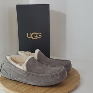 UGG Ascot Slipper Grey Suede Wool Comfort Loafer Men's US 8/ EU 41 NIB